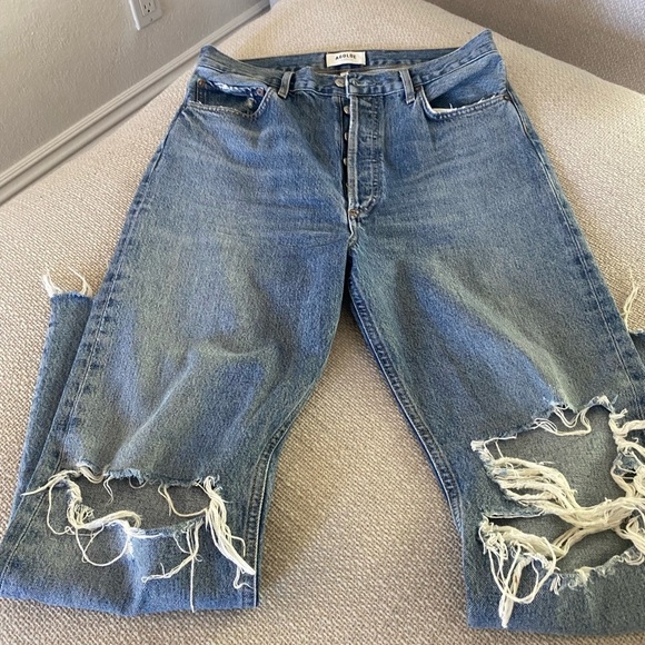 Agolde 90s High Rise Loose Fit Distressed Jeans – Button Fly – Size 29 - Picture 3 of 7